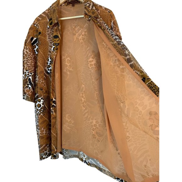 Rare VTG 80s Creme De Silk 3X Abstract Animal Print Silk Tropical Shirt RL10440 - Picture 4 of 8